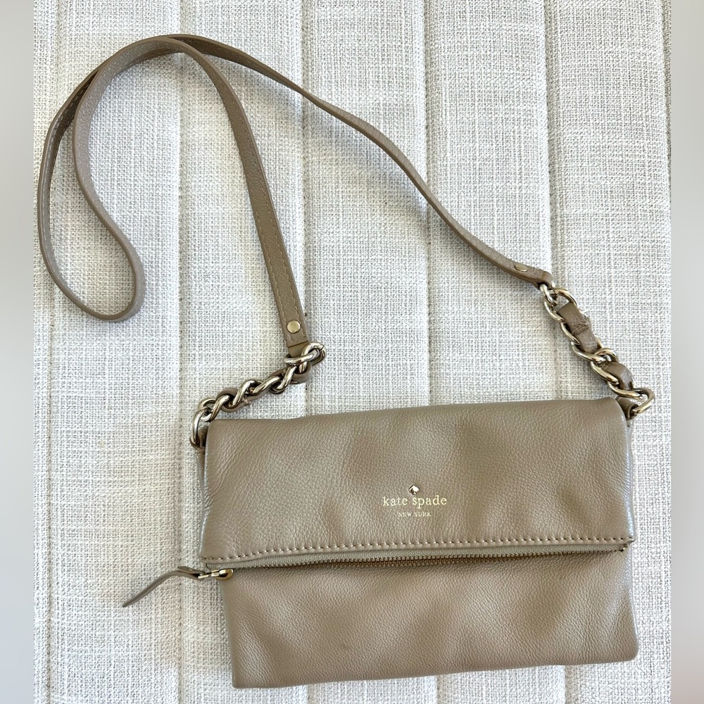 Kate Spade tan fold over crossbody purse